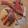 HUNTEX Handmade Hand-Forged Twist Pattern Damascus Steel 19.5 Inch Long Hand-Engraved Walnut Wood Handle Razor Sharp Camping Wood Splitter Twin Bladed Viking Axe w/Genuine Leather Sheath view 1