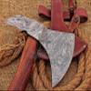 HUNTEX Handmade Hand-Forged Twist Pattern Damascus Steel 19.5 Inch Long Hand-Engraved Walnut Wood Handle Razor Sharp Camping Wood Splitter Twin Bladed Viking Axe w/Genuine Leather Sheath view 3