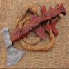 HUNTEX Custom Handmade Hand-Forged Twist Pattern Damascus Steel 19.5 Inch Long Hand-Engraved Walnut Wood Handle Razor Sharp Camping Wood Splitter Twin Blade Axe w/Genuine Leather Sheath view 2
