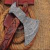 HUNTEX Custom Handmade Hand-Forged Twist Pattern Damascus Steel 19.5 Inch Long Hand-Engraved Walnut Wood Handle Razor Sharp Camping Wood Splitter Twin Blade Axe w/Genuine Leather Sheath view 3