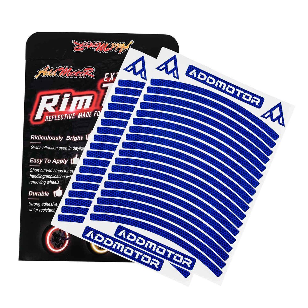 Addmotor Bike Wheel Rim Stickers Stripes Reflective Decals Tape Reflector for Bicycle Motorcycle Decoration (Blue, 26)