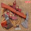 HUNTEX Custom Handmade Hand-Forged Twist Pattern Damascus Steel 18.5 Inch Long Walnut Wood Handle Razor Sharp Hunting Camping Wood Splitter Battle Bladed Axe with Genuine Leather Sheath view 1
