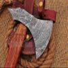 HUNTEX Custom Handmade Hand-Forged Twist Pattern Damascus Steel 18.5 Inch Long Walnut Wood Handle Razor Sharp Hunting Camping Wood Splitter Battle Bladed Axe with Genuine Leather Sheath view 3