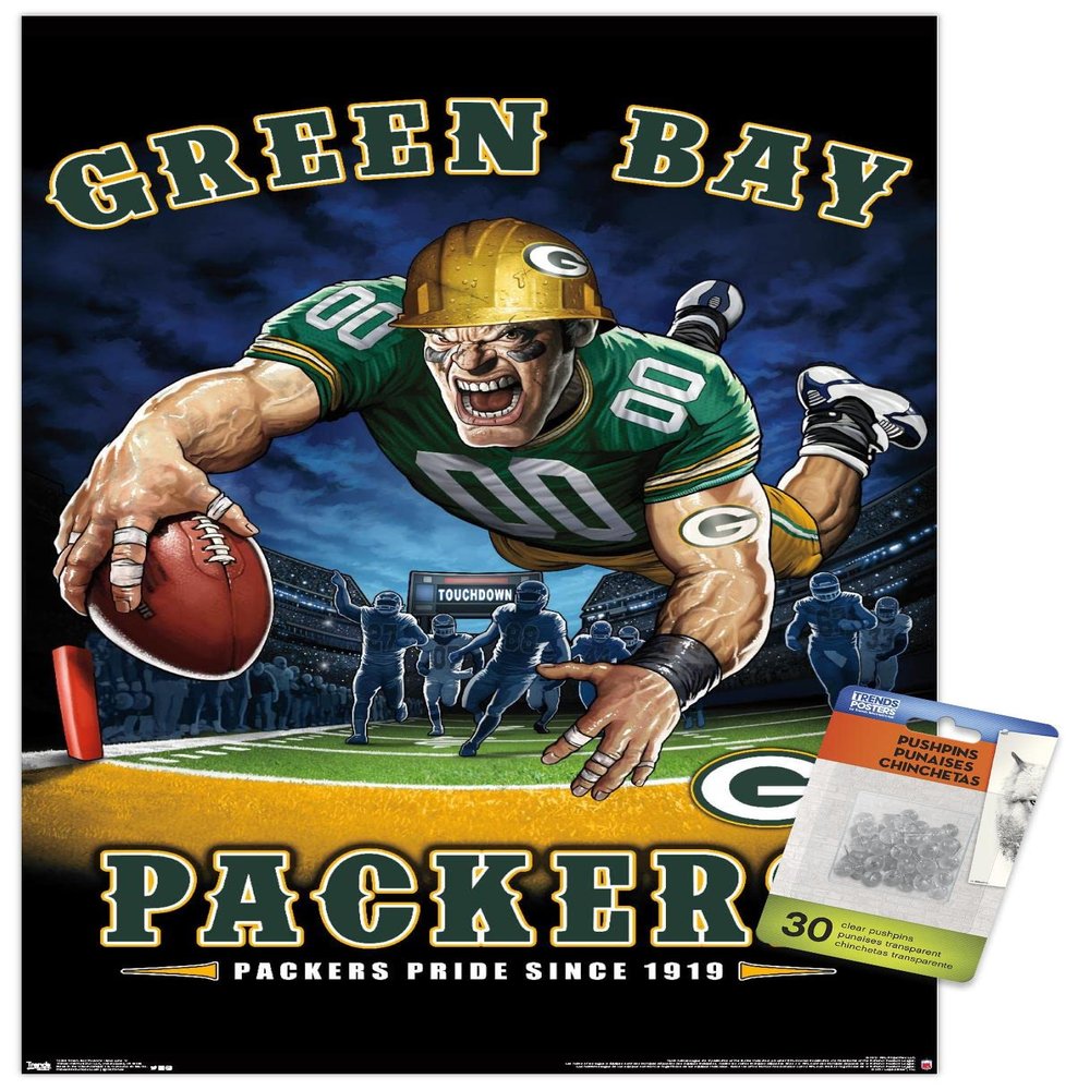 NFL Green Bay Packers - End Zone 17 Wall Poster with Push Pins