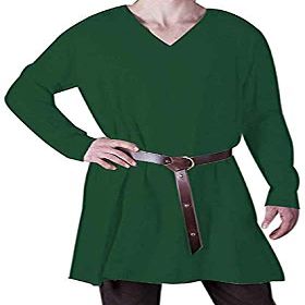Medieval Renaissance Tunic Shirt Black Viking Surcoat Norseman Saxon SCA LARP (Green, Medium)