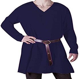 Medieval Renaissance Tunic Shirt Black Viking Surcoat Norseman Saxon SCA LARP (Blue, Large)