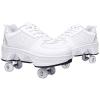 Double-Row Deform Wheel Automatic Walking Shoes Invisible Deformation Roller Skate 2 in 1 Removable Pulley Skates Skating Parkour (Low Waist Silver, US 5.5) view 1