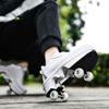 Double-Row Deform Wheel Automatic Walking Shoes Invisible Deformation Roller Skate 2 in 1 Removable Pulley Skates Skating Parkour (Low Waist Silver, US 5.5) view 2