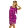 YOOJOO Womens V Neck Sleeveless Sparkling Sequin Fringe Ballroom Latin Dance Dress Party Dress Rose X-Large view 2