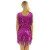 YOOJOO Womens V Neck Sleeveless Sparkling Sequin Fringe Ballroom Latin Dance Dress Party Dress Rose X-Large view 3