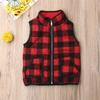 Kids Baby Girl Boy Buffalo Plaid Sweater Tops Zipper Front Vest Coat Warm Winter Clothes (A-Red, 4T) view 3