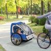 Aosom 2-Seat Child Bike Trailer for Kids with a Strong Steel Frame, 5-Point Safety Harnesses, & Comfortable Seat, Blue view 2