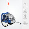 Aosom 2-Seat Child Bike Trailer for Kids with a Strong Steel Frame, 5-Point Safety Harnesses, & Comfortable Seat, Blue view 3