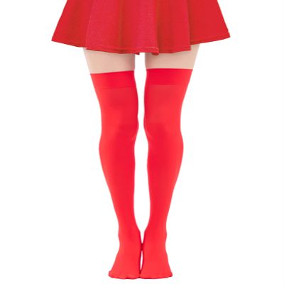 Lastclream Women Costume Thigh High Silk Stockings for Girls Over Knee Socks Cosplay Knee High Hosiery (Red)