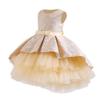 WOCINL Flower Girls High Low Tulle Dress Vintage Jacquard Princess Pageant Birthday Party Wedding Prom Evening Dance Gown Champagne 18-24 Months view 1