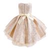 WOCINL Flower Girls High Low Tulle Dress Vintage Jacquard Princess Pageant Birthday Party Wedding Prom Evening Dance Gown Champagne 18-24 Months view 3
