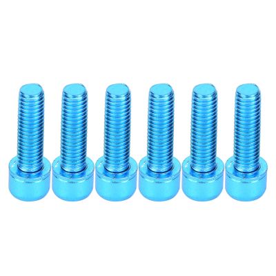 6Pcs M5x23mm Water Bottle Cages Screw Bolt Alloy Bottle Bracket Storage Rack Bolt Accessory(Blue)
