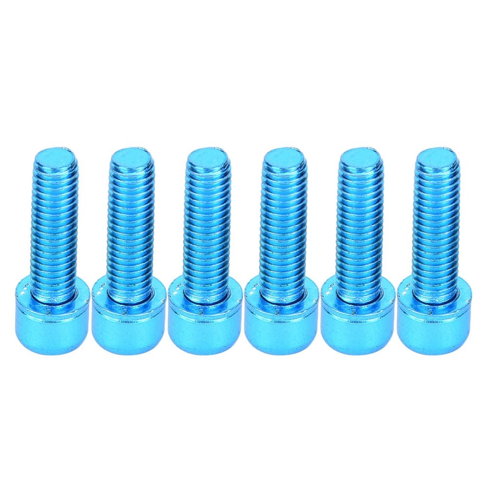 6Pcs M5x23mm Water Bottle Cages Screw Bolt Alloy Bottle Bracket Storage Rack Bolt Accessory(Blue)
