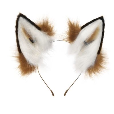 QinRuan Fox Cat Long Fur Ears Hair Headwear Wolf Animal Anime Halloween Cosplay Costume