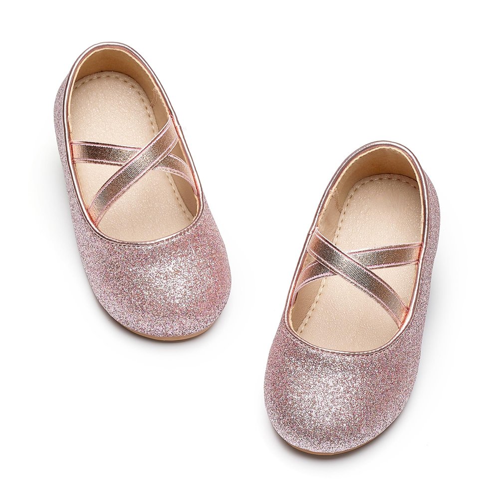 Otter MOMO Toddler/Little Girls Flower Girl Shoes Ballerina Flats Shoes Slip-on School Party Pink Dress Shoes Size 10