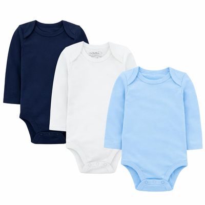 123 Bear Baby Cotton Spandex Long-Sleeve bodysuits unisex boy girl Multipack (Blue 3pk, 18-24 Months)
