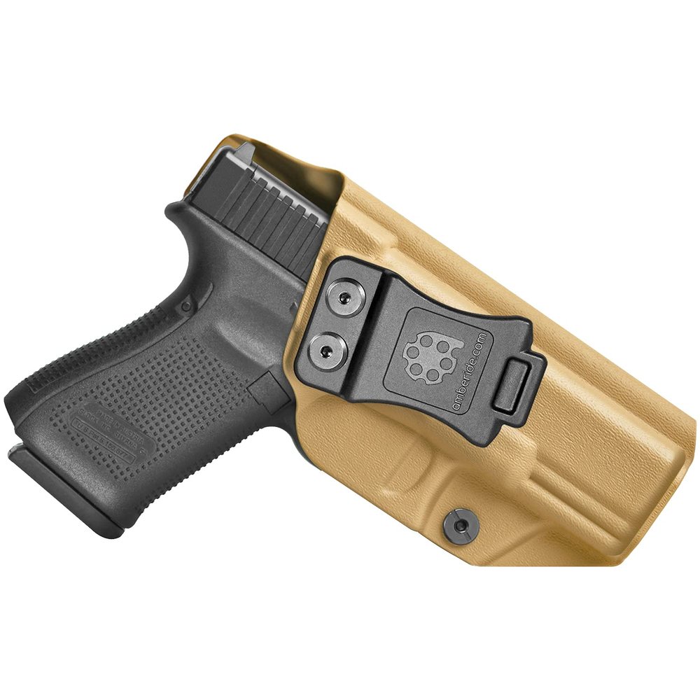 Amberide Glock 19 IWB Holster, Kydex-Boltaron Inside Waistband Holster for Glock 19/19X/44/45/23/32 Gen 15, Concealed Carry, Adjustable 030 Cant, Secure Retention, Low-Print Design