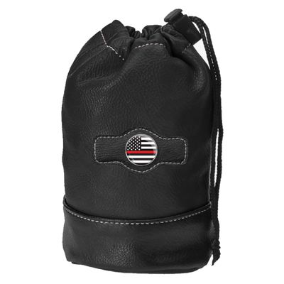 Clip Wipes Fire Department Golf Pouch with Drawstrings | First Responder Golf Accessories Pouch (Black-Flag)