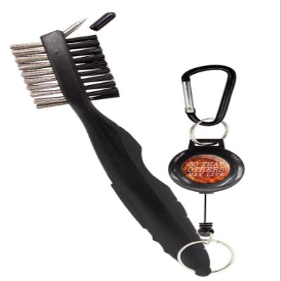 Clip Wipes Fire Golf Club Brush | Retractable Cord | Terminator Brush Fire Department Logo (Black-Others)