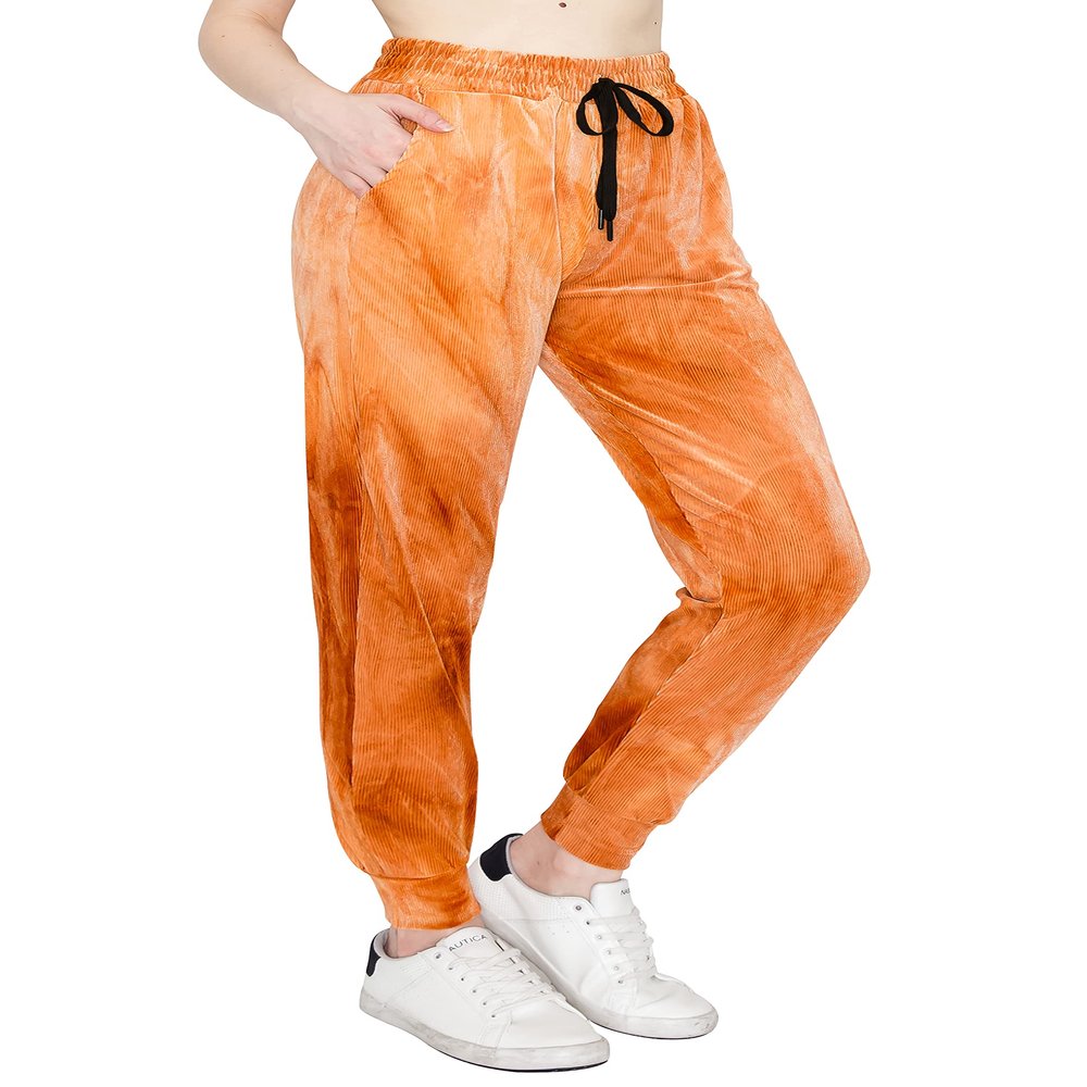 ALWAYS Women's Ribbed Tie Dye Jogger Pants - Rib Knit Active Track Lounge Sweatpants Ruby 2XL