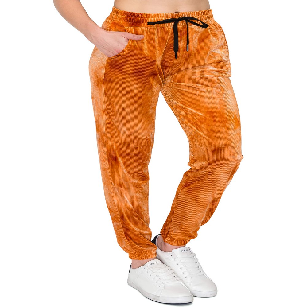 ALWAYS Women's Ribbed Tie Dye Jogger Pants - Rib Knit Active Casual Track Lounge Sweatpants Ruby 2XL