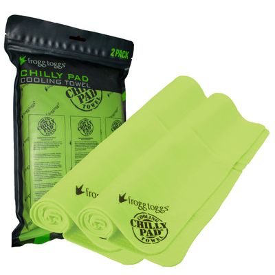 FROGG TOGGS Chilly Pad Cooling Towels, Lime - 2 Pack, 33"x13"