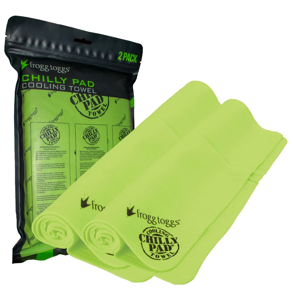 FROGG TOGGS Chilly Pad Cooling Towels, Lime - 2 Pack, 33"x13"