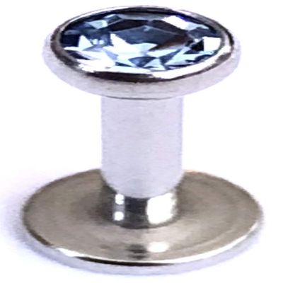 16g 18g 16 18 Gauge 316L Stainless Steel Lip Labret Stud Ring Monroe 3mm light Blue CZ Crystal Internally Internal Threaded Body Piercing Jewelry 1/4 5/16 3/8 7/16 1/2 (16g-7/16" Long-3mm Crystal)