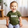 Bold One 1st Birthday Shirt for Baby Girls First Birthday Outfit Military Green Shirt view 2