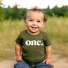 Bold One 1st Birthday Shirt for Baby Girls First Birthday Outfit Military Green Shirt view 4