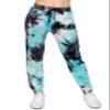ALWAYS Women's Ribbed Tie Dye Jogger Pants - Rib Knit Active Casual Track Lounge Sweatpants Black Blue 2XL view 2