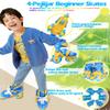 Kids Quad Roller Skate,Roller Skates for Girls Boys,with Adjustable Size&Double Brakes&Luminous Wheels&Protective Gear,3-Point Balance Roller Shoes for Beginners,for Indoor Outdoor view 2