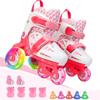Kids Quad Roller Skate,Roller Skates for Girls Boys,with Adjustable Size&Double Brakes&Luminous Wheels&Protective Gear,3-Point Balance Roller Shoes for Beginners,for Indoor Outdoor view 1