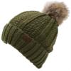 C.C Thick Cable Knit Faux Fuzzy Fur Pom Fleece Lined Skull Cap Cuff Beanie (Confetti Olive) view 2
