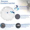 Neween Cast Net, American Saltwater Cast Nets for Fishing, 3ft-10ft Radius Casting Net for Bait Fish, 3/8 Inch Professional Grade Monofilament Throw Nets for Fishing Bait with Heavy Duty Sinker view 3