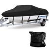 20-22 ft Waterproof Boat Cover - 600D Heavy Duty Polyester Oxford Trailerable Bass Runabout Boat Cover, Durable and Tear Proof, All Weather Outdoor Protection Fit V-Hull, TRI-Hull | Black view 1