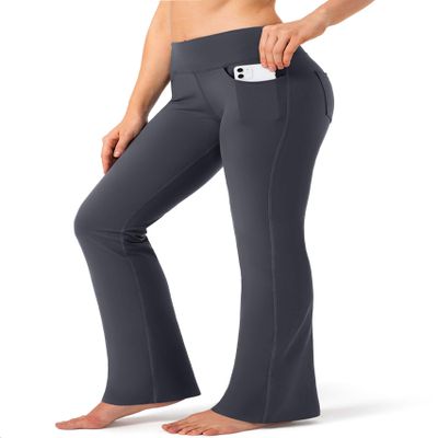 G Gradual Women's Yoga Pants with Pockets Flare Leggings High Waist Yoga Dress Pants Bootcut Casual Work, Grey, Small