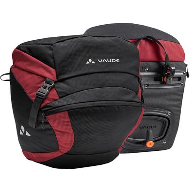VAUDE Unisex Adult's OnTour Front Bike Pockets, Black/Carmine, Normal