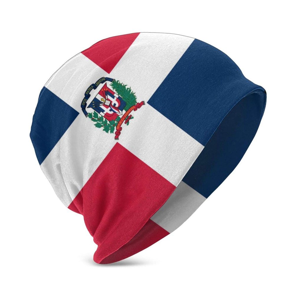 Dominican Republic Flag Thin Kids Knit Beanie for Boys Girls Winter Warm Hats Retro Toddler Caps Black