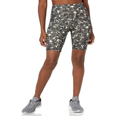 Core 10 Women's All Day Comfort 9" Bike Short, Green/Pink, Camo Print, X-Large