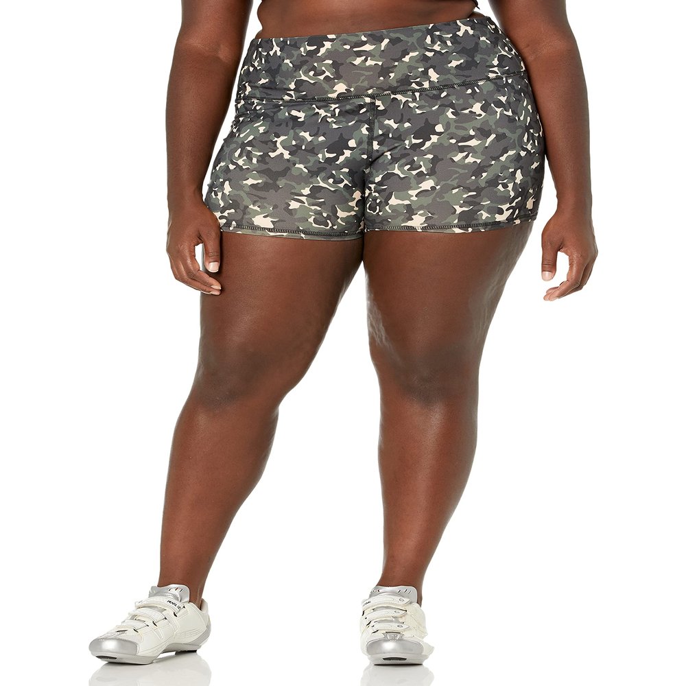 Core 10 Women's All Day Comfort 3" Bike Short, Green/Pink, Camo Print, Medium