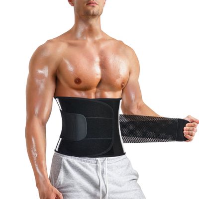 MOLUTAN Men Waist Trainer Trimmer for Tummy Control Compression Shapewear Body Shaper Sweat Belt 3X-Large Black