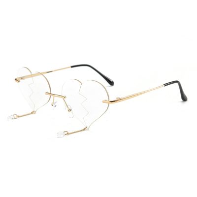 COTIA/Fashion Rimless Sunglasses Women 2020 Retro Love Heart Tassel Pendant Steampunk Sun Glasses Men Frameless UV400 (white)