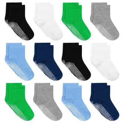 Tphon Toddler Socks, Baby Non Slip Socks for Boys Girls 12 Pairs Kids Infants Children Sock 5-7 Years