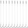 10pcs Extra Strong Offset Circle Hooks Saltwater,Fishing Hook Rig,Sport Fishing Hooks with Leader Black Nickel Coated High Carbon Steel Octopus Fishing Hooks-Size 1#-10/0# (Hooks with Leader, 1#) view 1